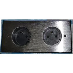 Arnould 272H31N31N39 Double Prise 2P+T Complète - Métal Argent Brossé - Europa - Argent Brossé