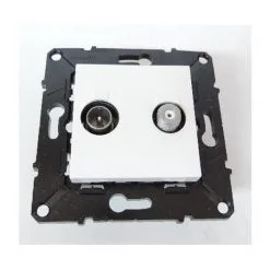 Prise TV/SAT étoile Blanche Encastrée Sortie Male 9.5mm + Male F Sans Plaque Espace Evolution ARNOULD 64076