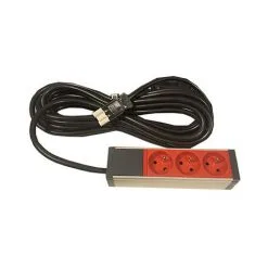 ARNOULD Planet-wattohm PW28365-1 Bloc Nourrice équipé De 3 Prises Détrompage Rouge 2P+T + Cordon 5m - Gris -ARNOULD Soldes 56552312 3