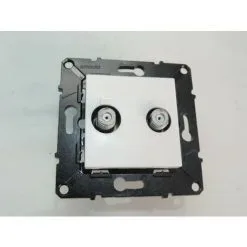 Prise Tv Double Câblo-opérateur Blanche Sortie F Mâle ESPACE ARNOULD 64081