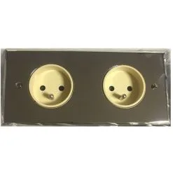 Arnould 272H31I31I09 - Double Prise 2P+T Complète - Finition Acier Mirroir - Chrome